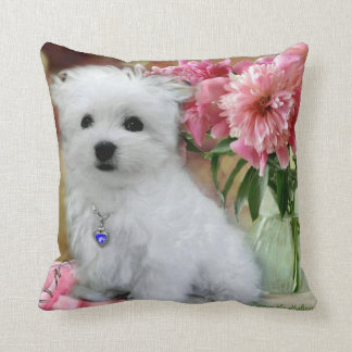 Hermes the Maltese Throw Pillow