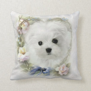 Hermes the Maltese Throw Pillow/Cushion Pillow