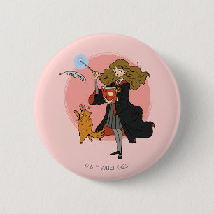 Hermione and Crookshanks Wingardium Leviosa 2 Inch Round Button