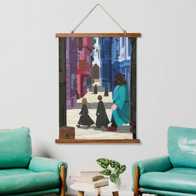 Hermione, HARRY POTTER™, & Hagrid in Diagon Alley Hanging Tapestry (Living Room)