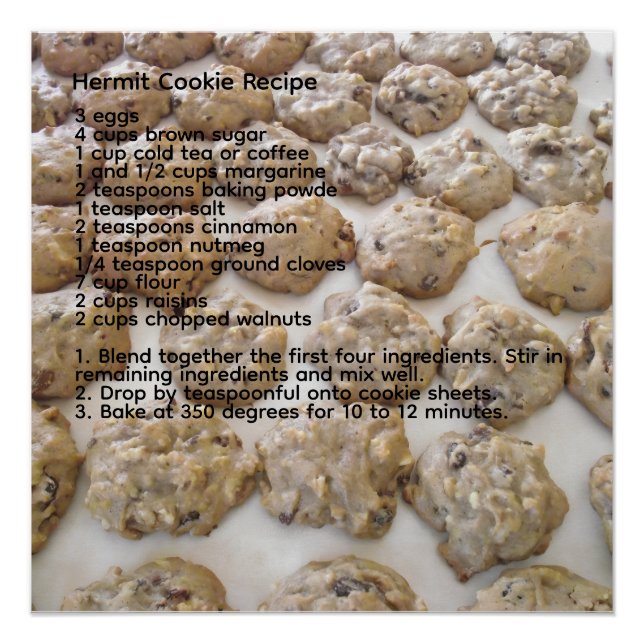 Hermit Cookie Recipe Poster (Front)