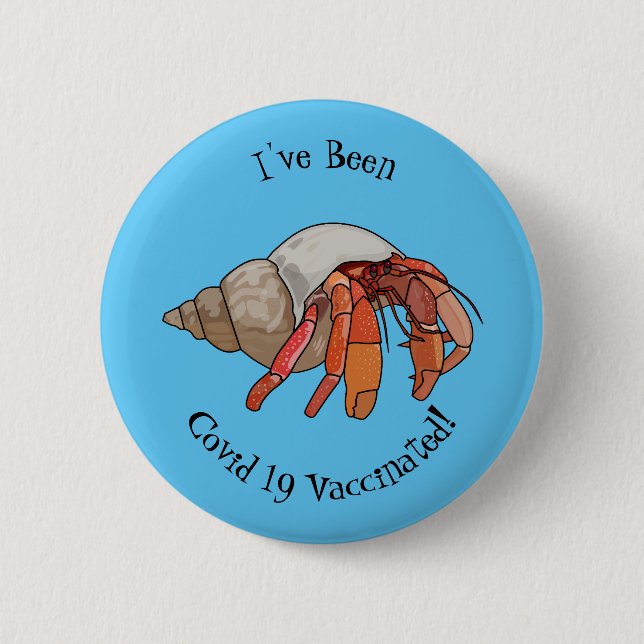 Hermit crab cartoon illustration 2 inch round button (Front)