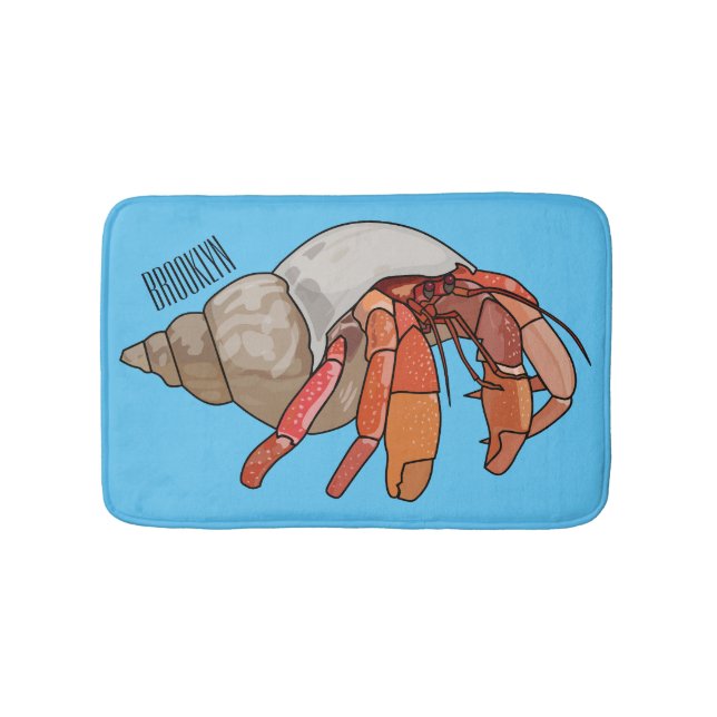 Hermit crab cartoon illustration bath mat (Front)