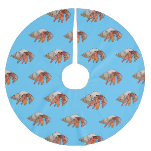 Hermit crab cartoon illustration brushed polyester tree skirt