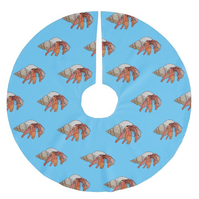 Hermit crab cartoon illustration brushed polyester tree skirt (Front)
