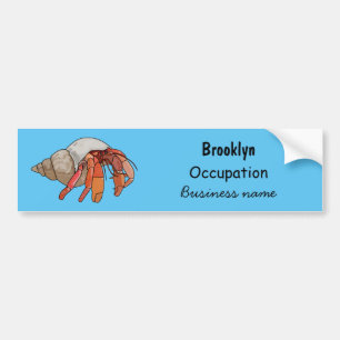 Hermit crab cartoon illustration bumper sticker