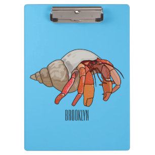 Hermit crab cartoon illustration clipboard