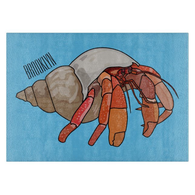 Hermit crab cartoon illustration cutting board (Front)