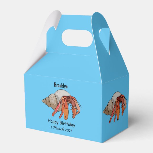 Hermit crab cartoon illustration favor box (Front Side)