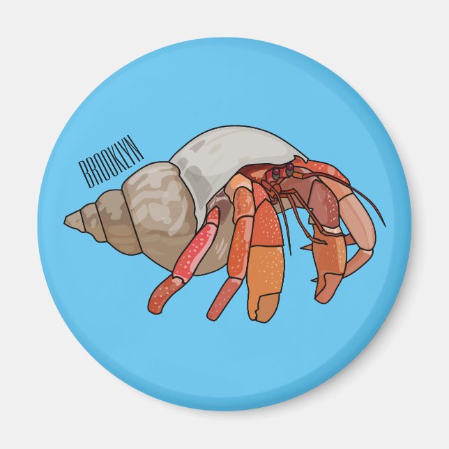 Hermit crab cartoon illustration magnet (Front)