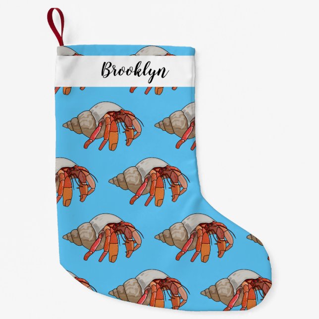 Hermit crab cartoon illustration small christmas stocking (Front)