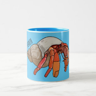 Hermit crab cartoon illustration Two-Tone coffee mug