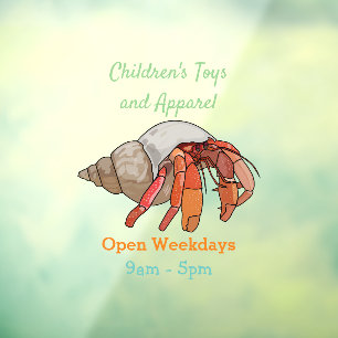 Hermit crab cartoon illustration window cling