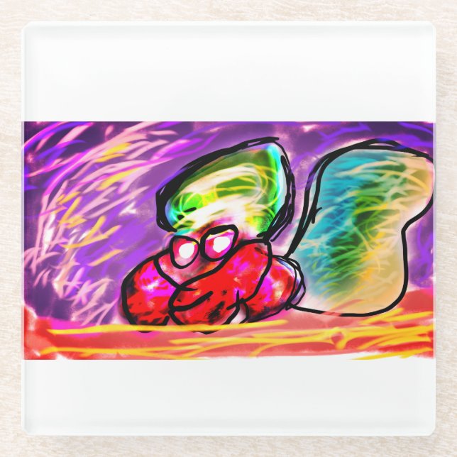 Hermit crab gem glass coaster (Front)