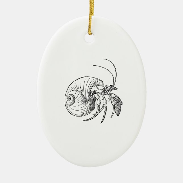 Hermit Crab Illustration (line art) Ceramic Ornament (Front)
