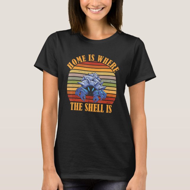 Hermit Crab  Retro Hermit Crab Home Shell Sea Anim T-Shirt (Front)