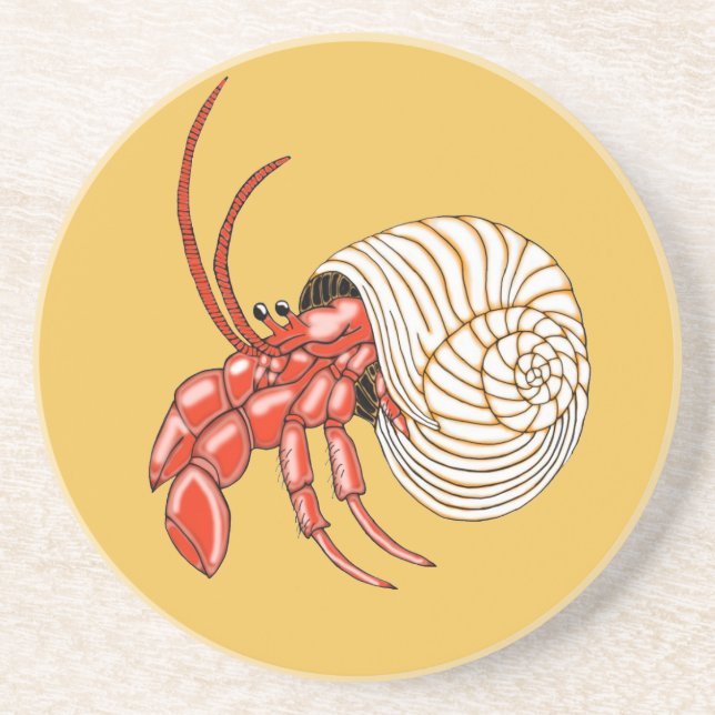 Hermit Crab Sandstone Drink Coasters (Front)