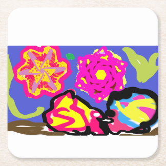 Hermit crabs wedding  square paper coaster