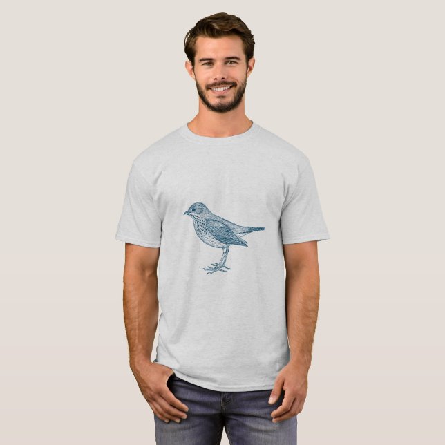 Hermit Thrush - Ocean Blue T-Shirt (Front Full)