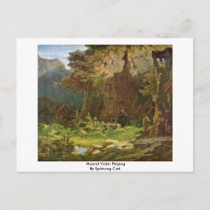 Hermit Violin Playing By Spitzweg Carl Postcard
