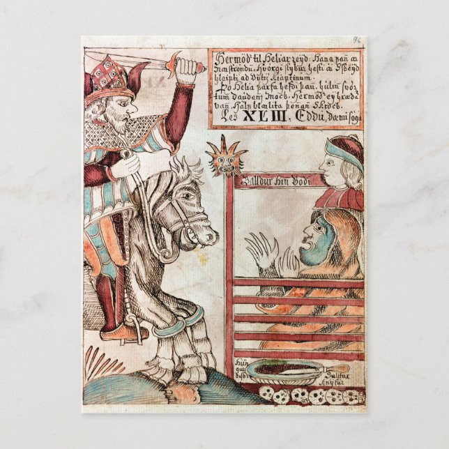 Hermod astride Sleipnir Postcard (Front)