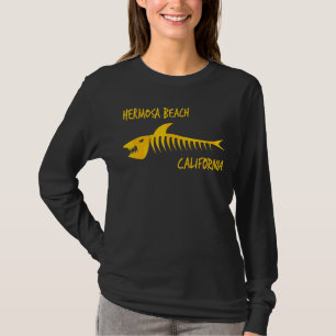 Hermosa Beach California Shark Skeleton Amber Prin T-Shirt