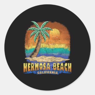 Hermosa Beach California Vintage Distressed Souven Classic Round Sticker