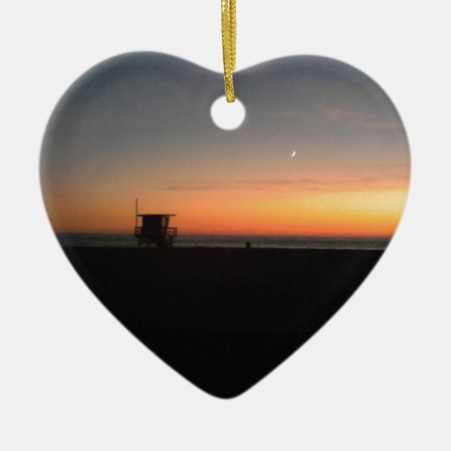 hermosa beach sunset ceramic ornament (Front)