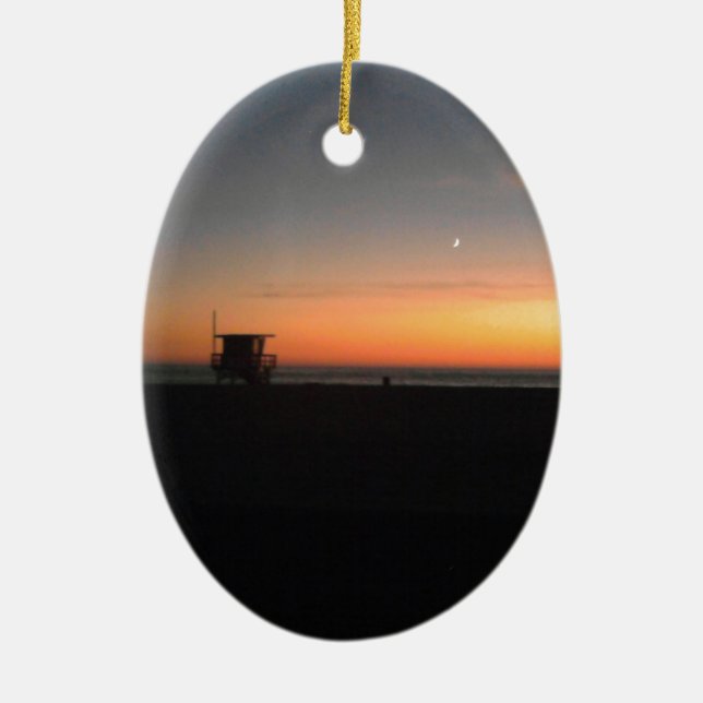 hermosa beach sunset ceramic ornament (Front)
