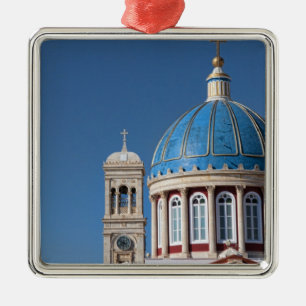 Hermoupolis, Syros Island, Greece. Blue dome of Metal Ornament