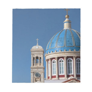 Hermoupolis, Syros Island, Greece. Blue dome of Notepad
