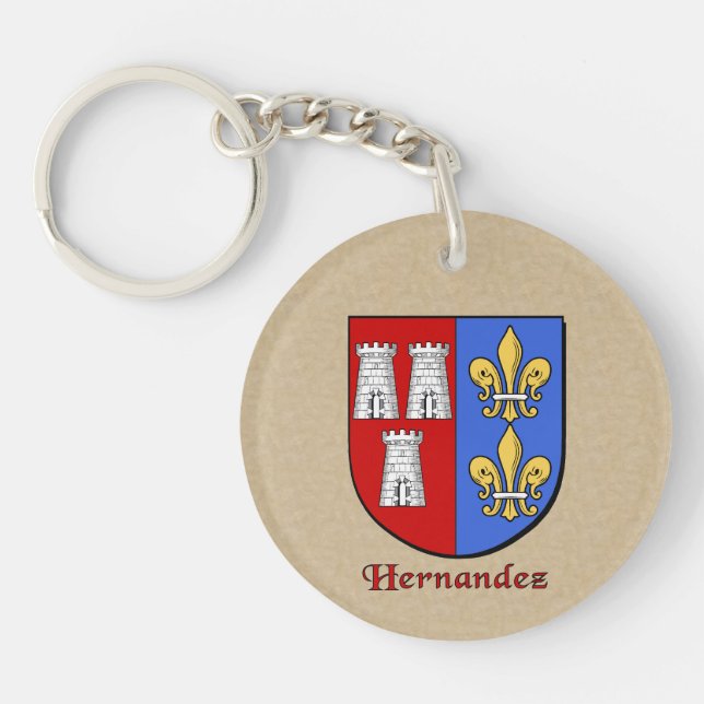 Hernandez Historical Shield with Flag of Spain Keychain (Front)