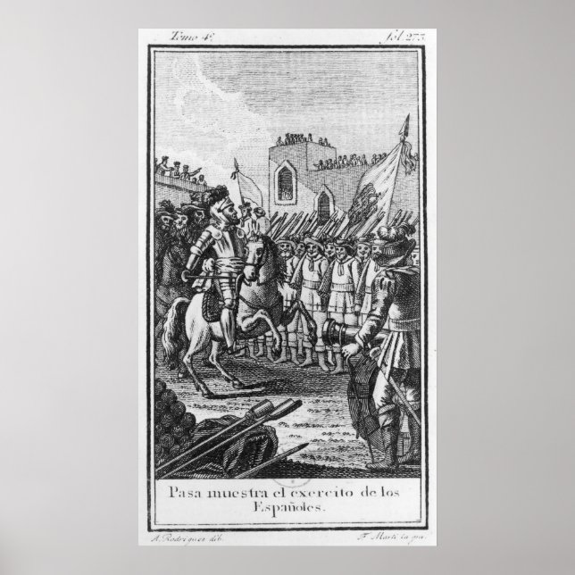 Hernando Cortes  Reviewing his Troops Poster (Front)