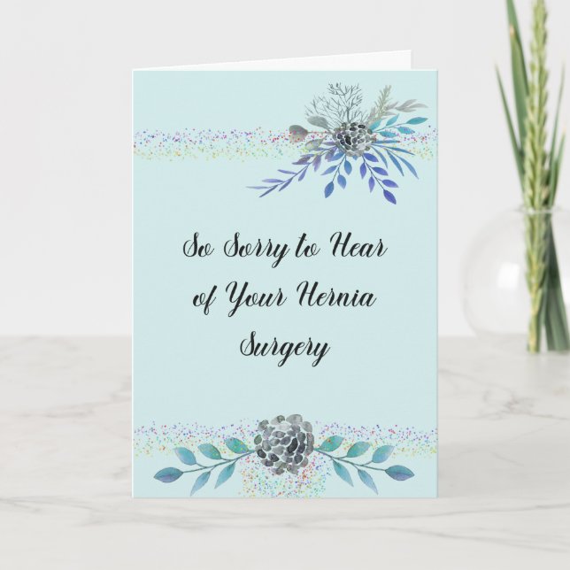 Hernia Surgery Get Well Card Green with Flowers (Front)