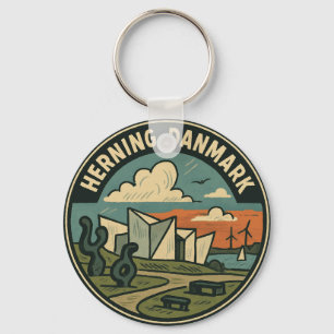 Herning Denmark Modern Art Keychain