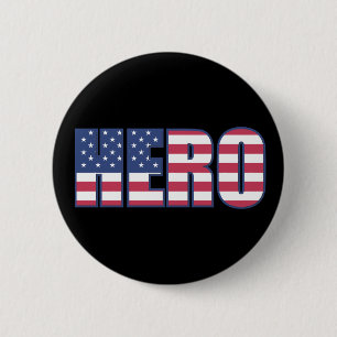 Hero American Flag Stars Stripes Red White Blue 2 Inch Round Button