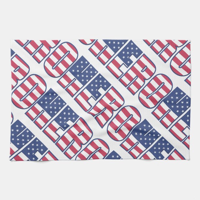 Hero American Flag Stars Stripes Red White Blue Kitchen Towel (Horizontal)