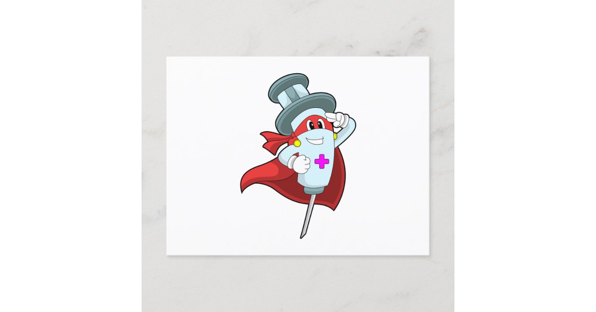 Hero As Nurse With Syringe Postcard Zazzle