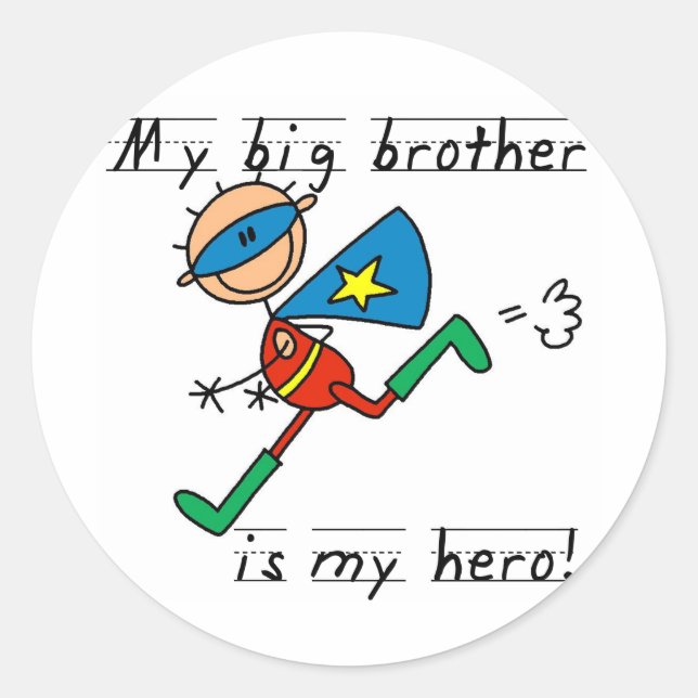 Hero Big Brother Tshirts and Gifts Classic Round Sticker (Front)
