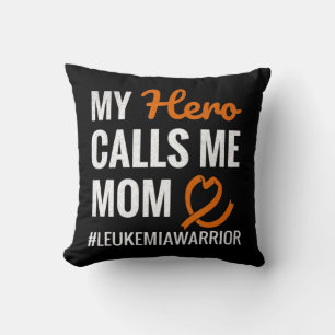 Hero Calls Me Mom Leukaemia Warrior Leukaemia Awar Throw Pillow