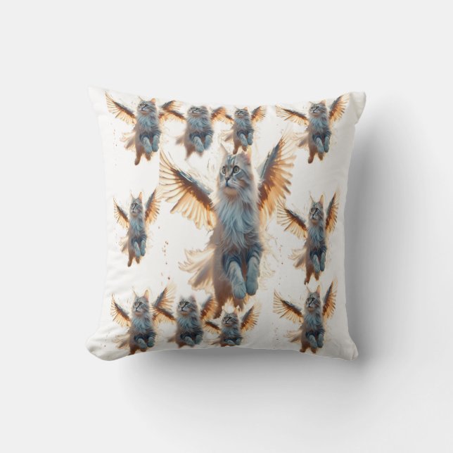 hero cat throw pillow (Front)
