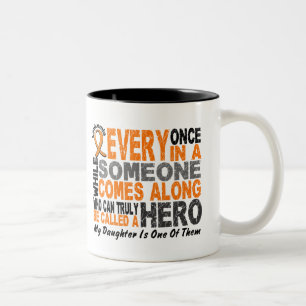 HERO COMES ALONG 1 Daughter LEUKEMIA T-Shirts Two-Tone Coffee Mug