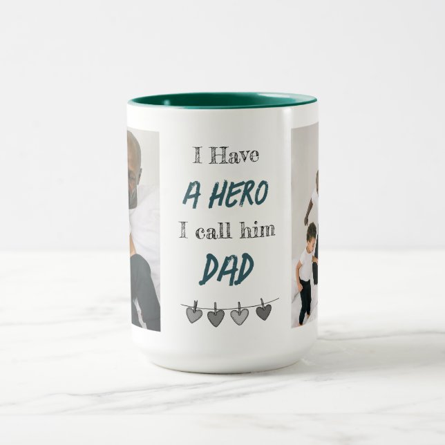 Hero Dad | Custom Photos Father's Day Combo Mug (Center)
