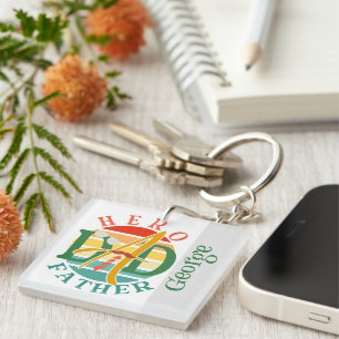 Hero Dad Fath Sunset Tie, Moustache & Sunglasses Keychain