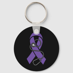 Hero Dad- Pancreatic Cancer Awareness Supporter Ri Keychain