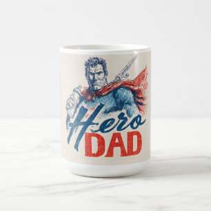 "Hero Dad" Superhero Illustration with Baby Bottle Coffee Mug