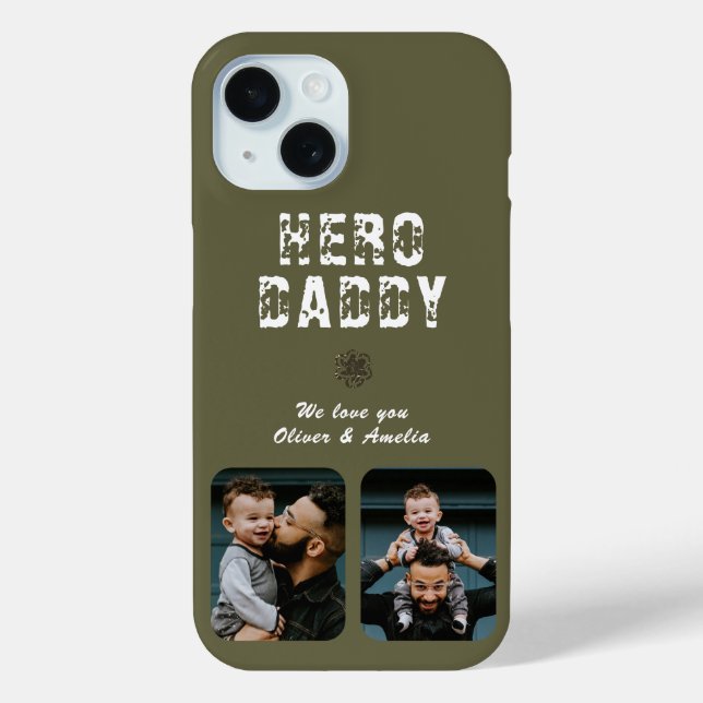 Hero Daddy Father`s Day 2 Photo Collage Case-Mate iPhone Case (Back)