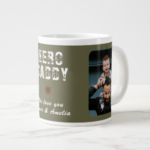 Hero Daddy Father`s Day 2 Photo Collage Large Coffee Mug