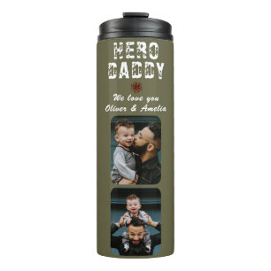 Hero Daddy Father`s Day 2 Photo Collage Thermal Tumbler