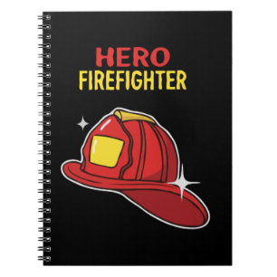 Hero Firefighter Cartoon Red Helmet Appreciation Notebook